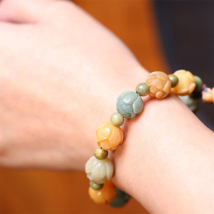 Bransoletka Buddha Stones Bodhi Seed Lotus Green Sandalwood Wisdom Harmony