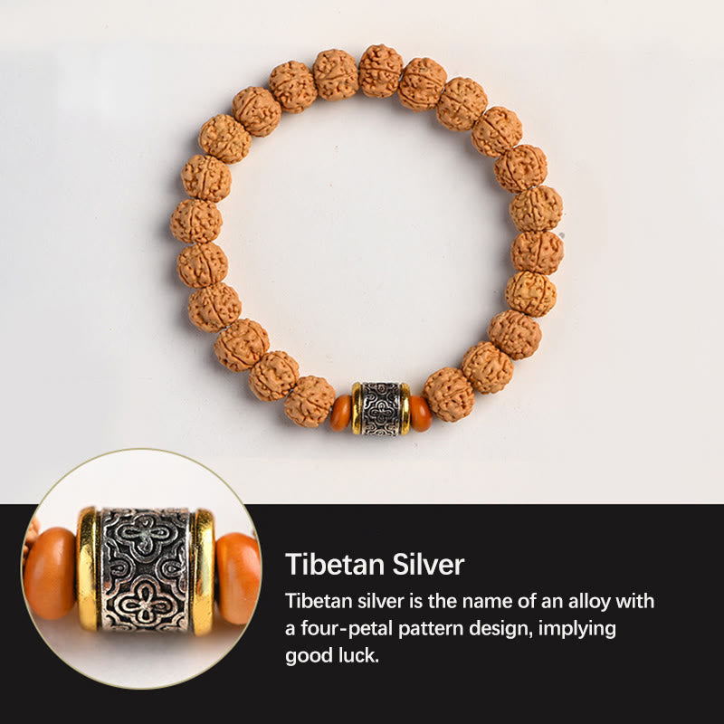 Buddha Stones Tybet Rudraksha Bodhi Seed Bransoletka Bogactwa Pomyślności