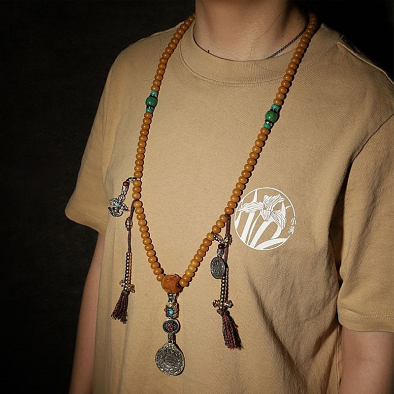 Buddha Stones Tybet 108 Mala Koraliki Bodhi Seed Bagua Vajra Bransoletka bogactwa