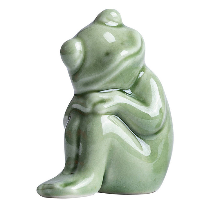 Buddha Stones Mini Mała Medytacja Lotos Spoczywająca Żaba Ceramiczna Bogactwo Szczęście Dom Herbata Figurka Dekoracja