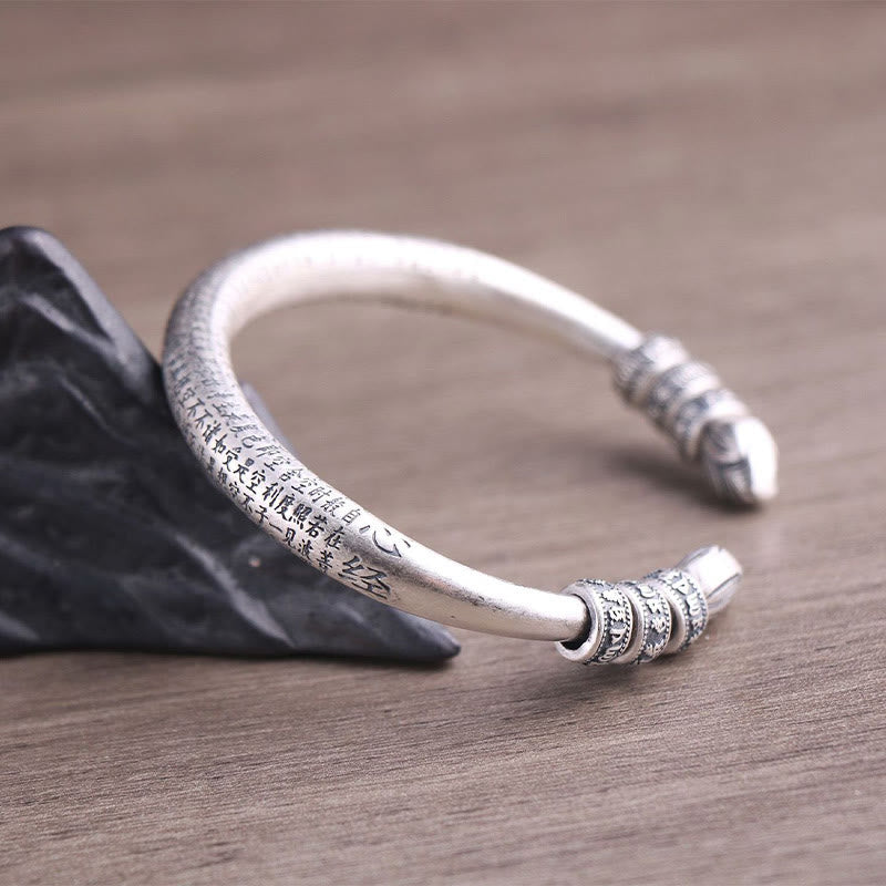 Buddha Stones 999 Srebro Sterlingowe Sutra Serca Om Mani Padme Hum Grawerowana Bransoletka Czystości Pokoju - image 7