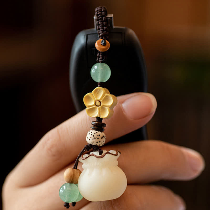 Buddha Stones Naturalne Nasiona Bodhi Woreczek Pieniędzy Kwiat Błogosławieństwo Dobrobyt Brelok