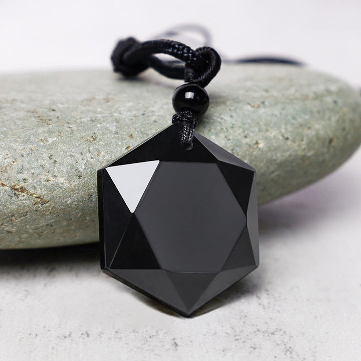 Naszyjnik z czarnym obsydianem Talisman Purify