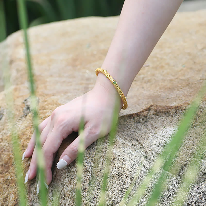 Buddha Stones Cyjan Jade Miedź Pomyślne Chmury Spokojna Uzdrawiająca Bransoletka Bangle