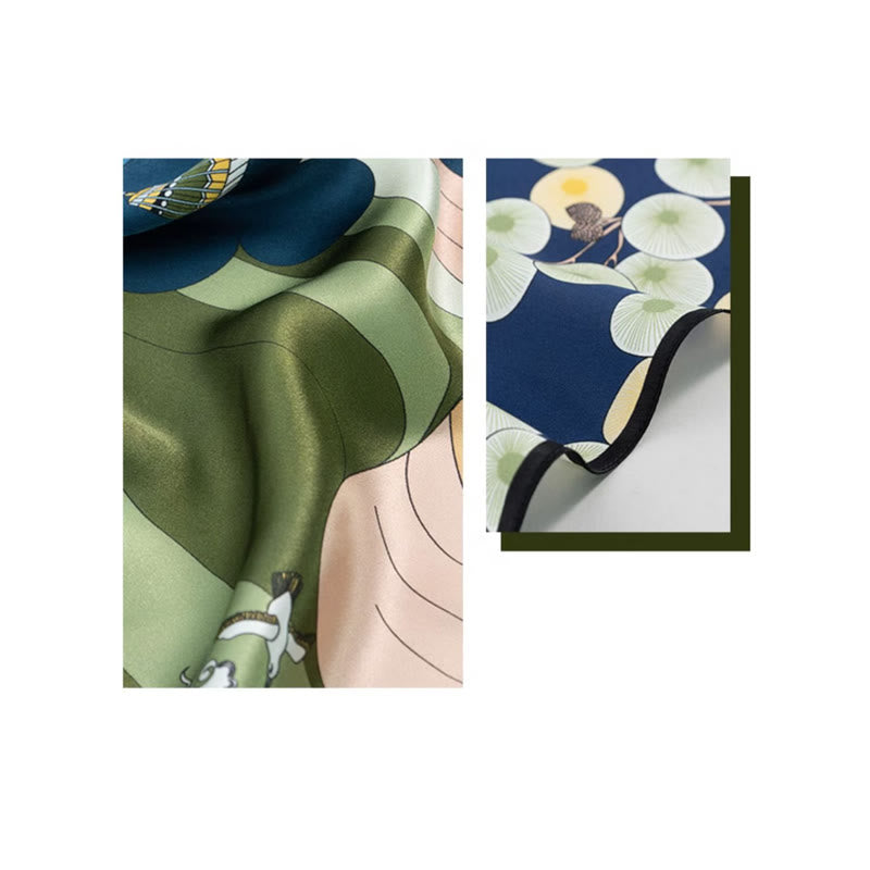 Kamienie Buddha Stones Dżungla Olej Malarstwo Pomyślne Chmury 100% Jedwabny Szalik Morwowy Premium Grade 6A Dwustronny Jedwabny Szalik na Szyję - image 27