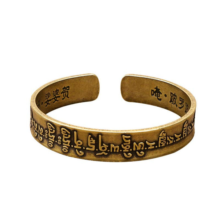 Buddha Stones Tybetańskie Mahāpratisarā Mantra Sanskryt Miedź Mosiądz Uzdrawiająca Bransoletka Bangle