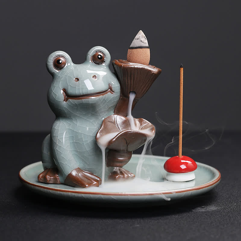 Medytacyjna Żaba Ceramiczny Lotos Uzdrawiający Kadzidełko