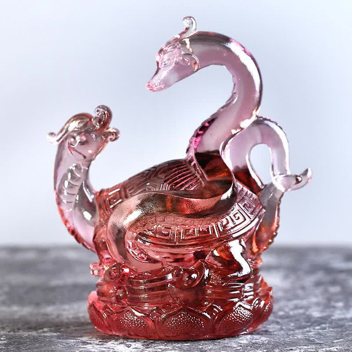 Buddha Stones Feng Shui Cztery Symbole Błękitny Smok Ręcznie Robiony Kryształ Liuli Dzieło Sztuki Dekoracja Domu Biurowego