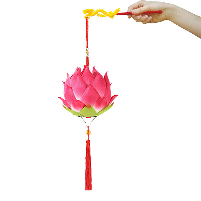 Buddha Stones DIY Kwiat Lotosu Smok Latarnia Lampa Tassel Dekoracja