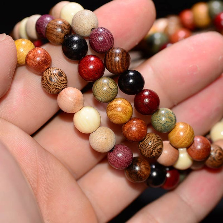 Buddha Stones 108 Koralików Wenge Drewno Mala Błogosławieństwo Medytacja Bransoletka