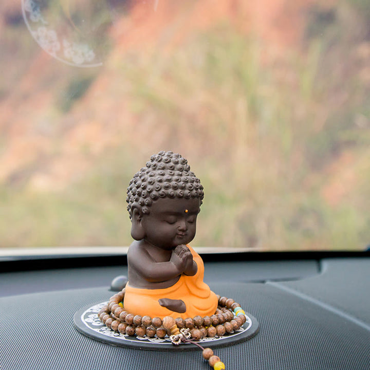 Buddha Stones Mały Budda Spokój Fioletowa Glina Dekoracja Biurka Domowego