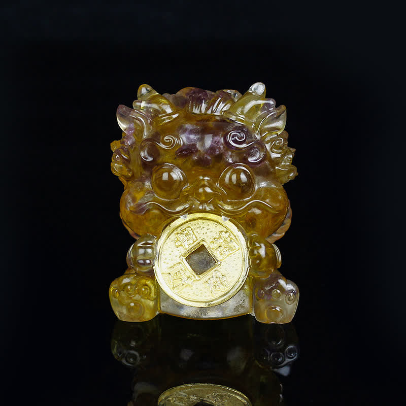 Buddha Stones Ręcznie Robione Słodkie PiXiu Złota Moneta Kryształ Fengshui Energia Bogactwo Fortuna Dekoracja Domu - Cytryn + Ametyst - image 14