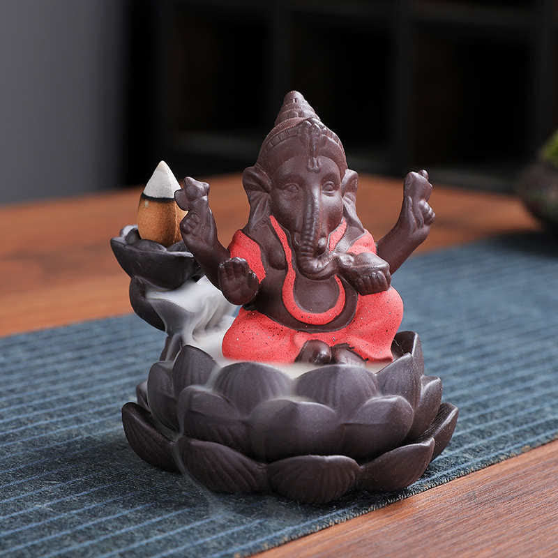Ganesh Elephant Purple Clay Fontanna dymna z filtrem zwrotnym Ochrona kadzideł