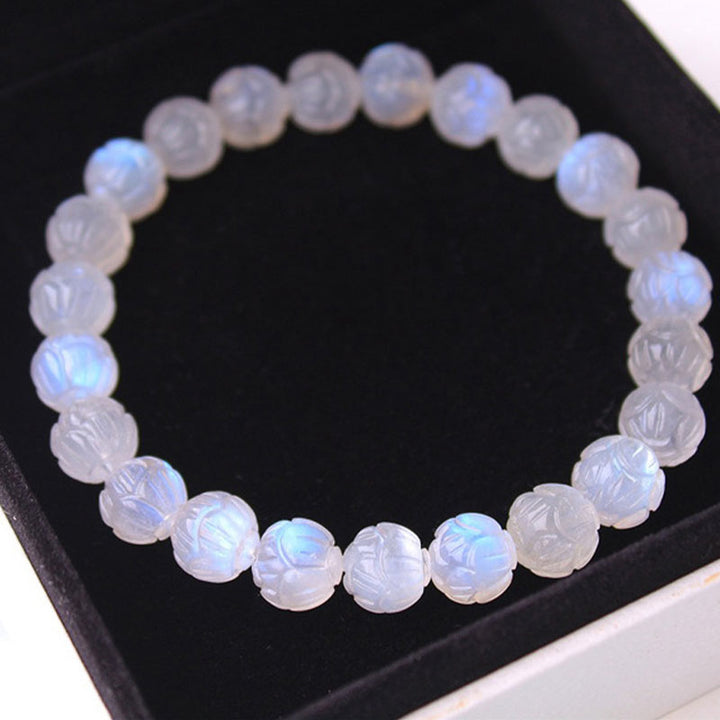 Bransoletka Buddha Stones Natural Moonstone Lotus Love - 9 mm - image 0