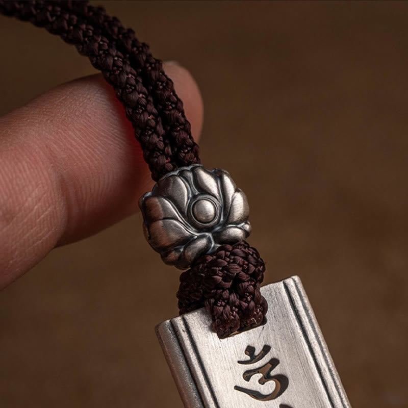 Buddha Stones 999 Srebro Sterlingowe Om Mani Padme Hum Grawerowany Naszyjnik Mądrości Lotosu Wisiorek - image 9