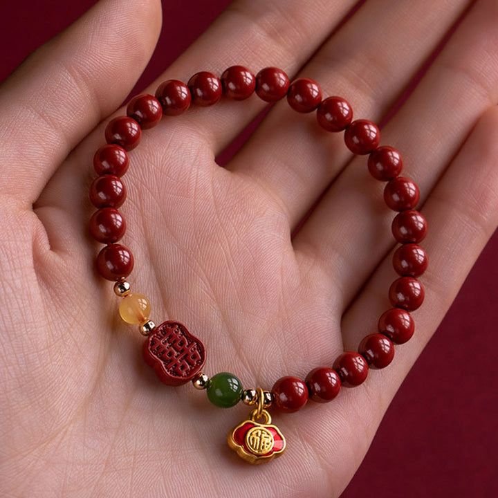 Bransoletka Buddha Stones Cinnabar Happiness Calm