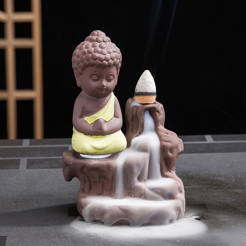Kamienne Buddha Stones z przepływem wstecznym, fontanna dymna, ceramiczny palnik kadzidełkowy, dekoracja