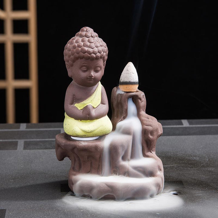 Kamienne Buddha Stones z przepływem wstecznym, fontanna dymna, ceramiczny palnik kadzidełkowy, dekoracja