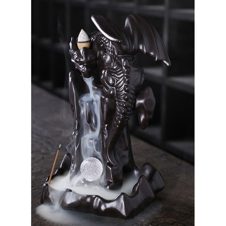 Nordic Dragon Ceramic Backflow Smoke Fountain Medytacja Uzdrawiająca Kadzielnica Dekoracja Kula Led