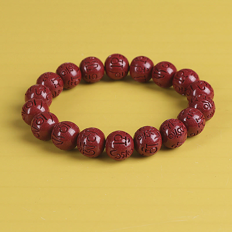 Buddha Stones Naturalne Podwójne PiXiu Cinnabar Om Mani Padme Hum Bogactwo Szczęście Koralikowa Bransoletka