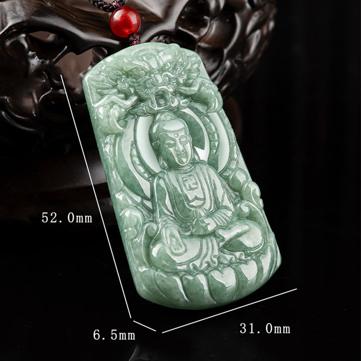 Buddha Stones Tathagata Budda Smok Jadeit Amulet Naszyjnik ze sznurka Spokój