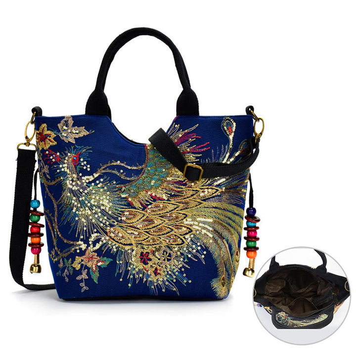 Buddha Stones Paw Dwustronna Haftowana Torba Tote Torba na Ramię Torba Crossbody