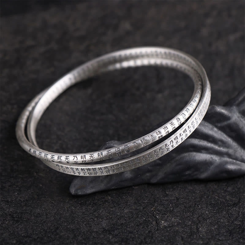 Bransoletka ochronna z Buddha Stones 999 ze srebra próby 925 Heart Sutra rzeźbiona - image 1