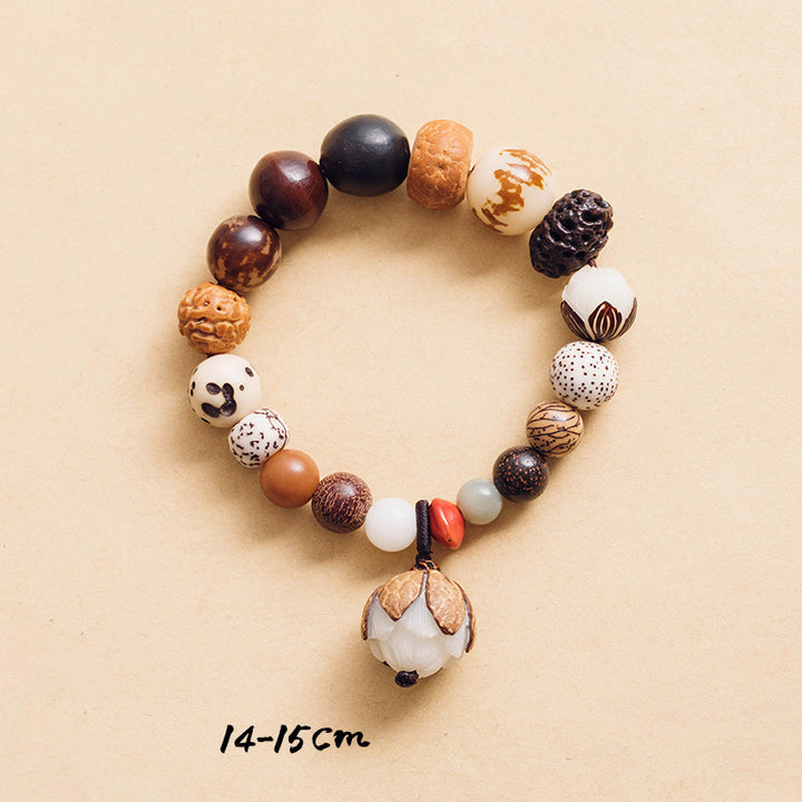 Buddha Stones Bodhi Nasiona Lotosu Mądrość Spokój Bransoletka Mala Na Nadgarstek