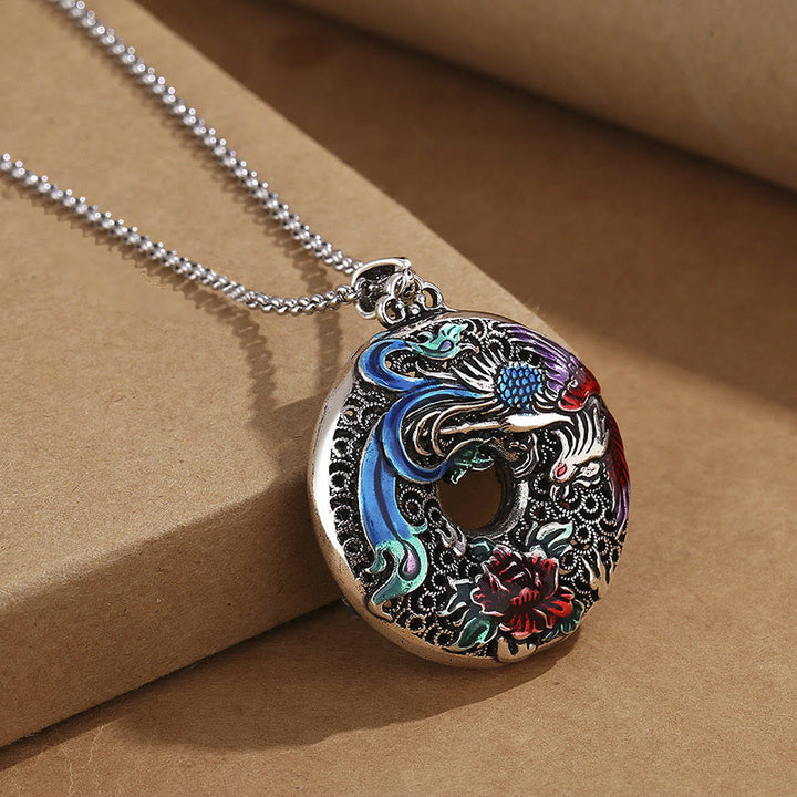 Naszyjnik z Buddha Stones Phoenix Peony Flower Luck Protection