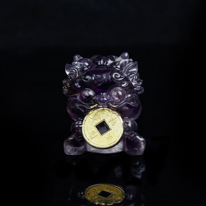 Buddha Stones Ręcznie Robione Słodkie PiXiu Złota Moneta Kryształ Fengshui Energia Bogactwo Fortuna Dekoracja Domu - Ametyst (Mądrość ♥ Inspiracja) - image 8