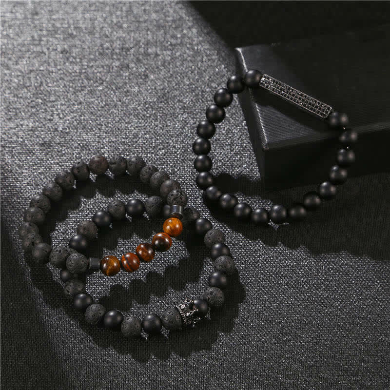 Buddha Stones 3 szt. Mrożone kamienie lawowe Tygrysie oko Aktywuj bransoletkę