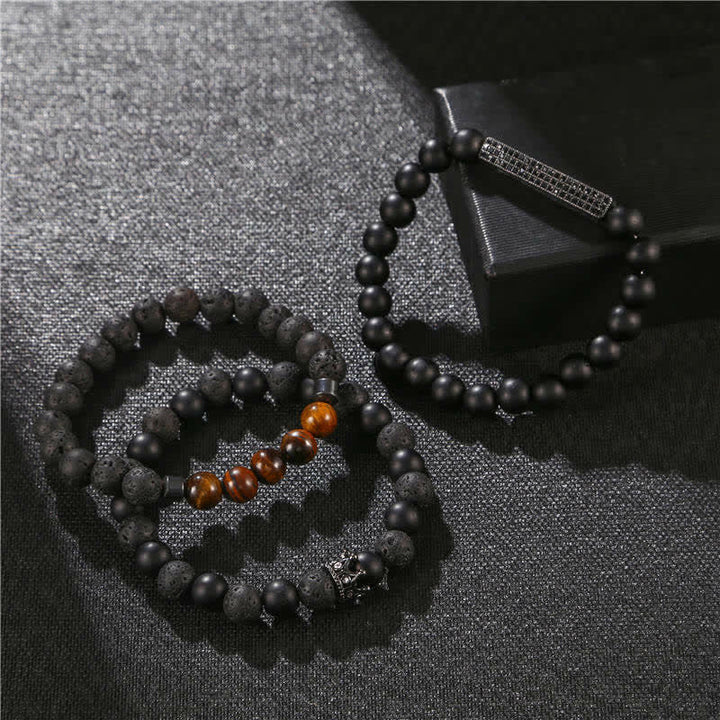Buddha Stones 3 szt. Mrożone kamienie lawowe Tygrysie oko Aktywuj bransoletkę