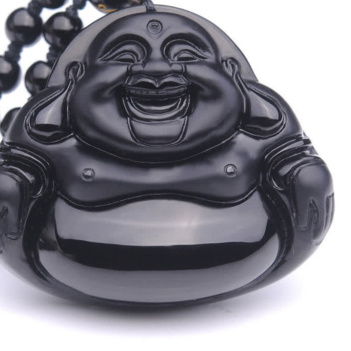 Naszyjnik z Buddha Stones Śmiejący się Budda Czarny Obsydian Transformacja - image 8