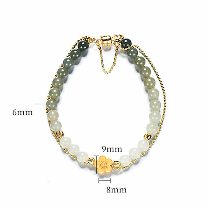 Bransoletka z Buddha Stones 925 ze srebra próby 925 z naturalnego jadeitu Hetian Peach Blossom Luck Chain