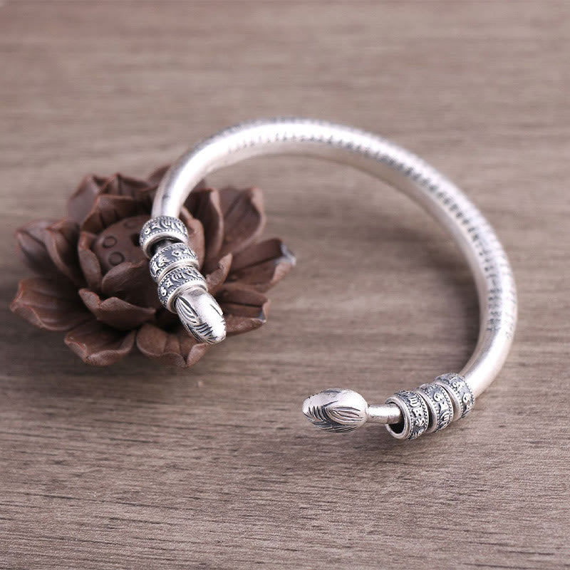 Buddha Stones 999 Srebro Sterlingowe Sutra Serca Om Mani Padme Hum Grawerowana Bransoletka Czystości Pokoju - image 1