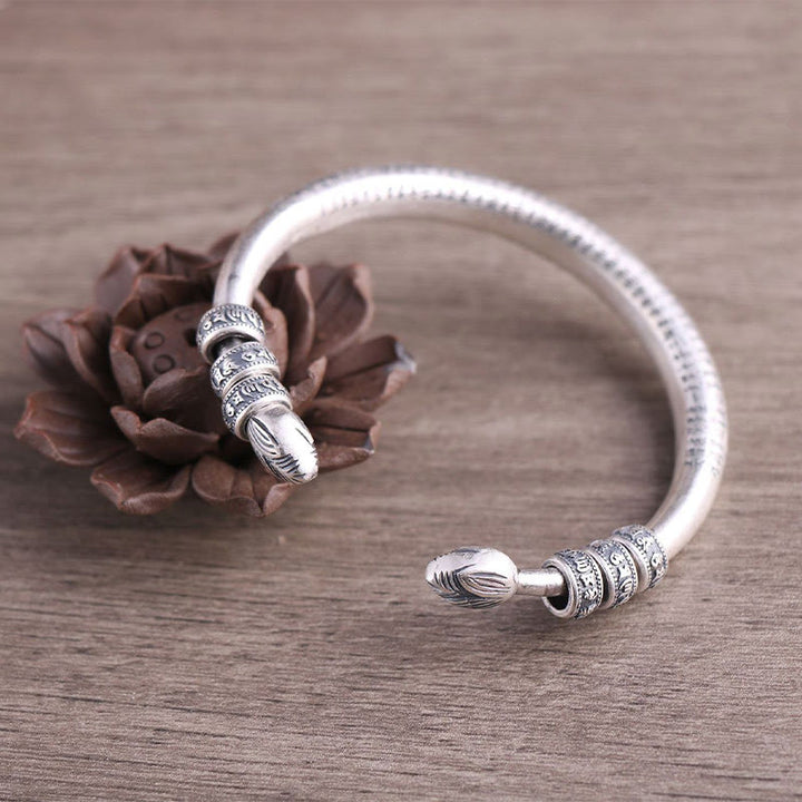 Buddha Stones 999 Srebro Sterlingowe Sutra Serca Om Mani Padme Hum Grawerowana Bransoletka Czystości Pokoju - image 1