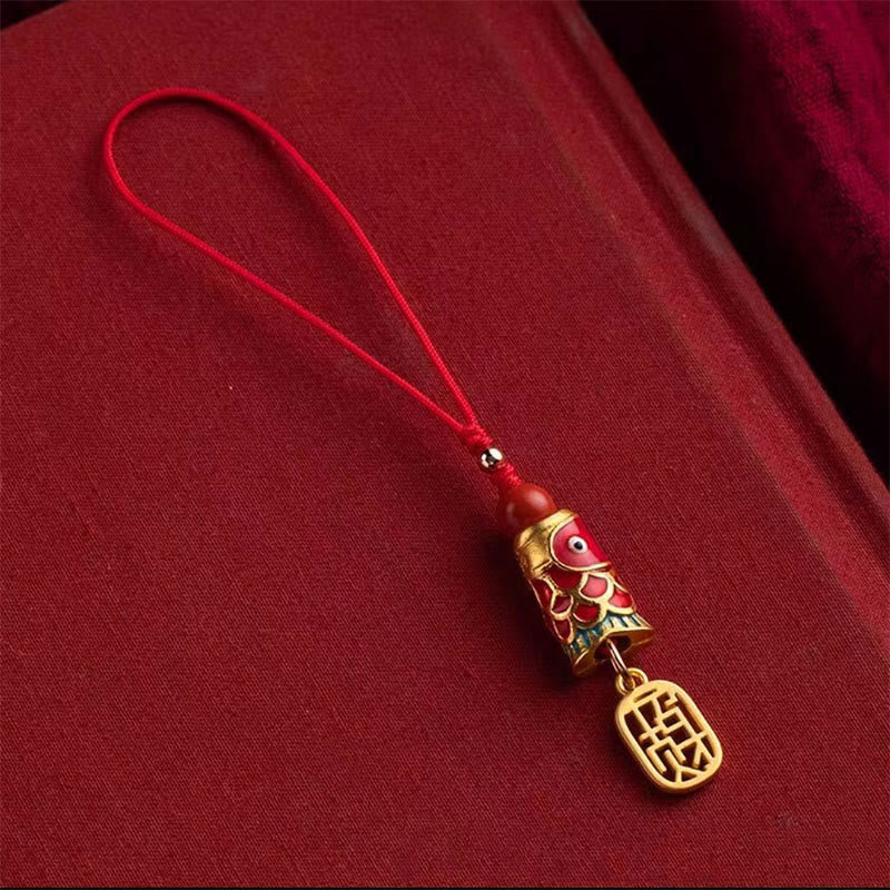 Buddha Stones Koi Ryba Cynober Przyciągający Bogactwo Życzenie Ruyi Urok Szczęścia Telefon Wiszący Dekoracja