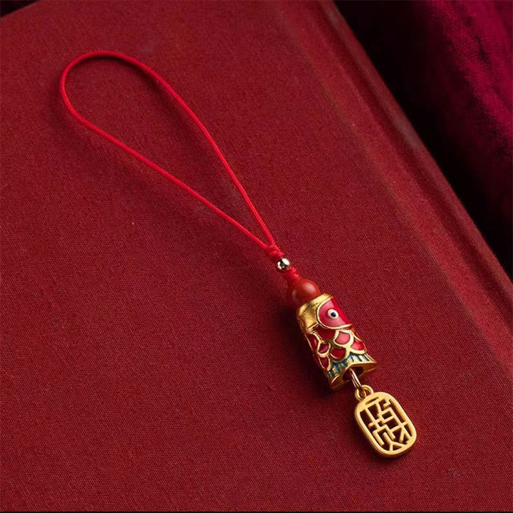 Buddha Stones Koi Ryba Cynober Przyciągający Bogactwo Życzenie Ruyi Urok Szczęścia Telefon Wiszący Dekoracja