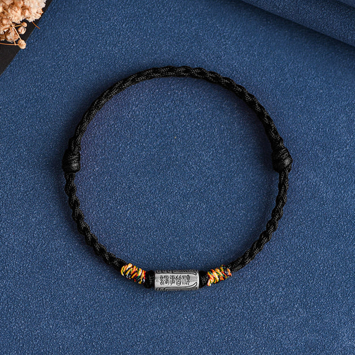 Buddha Stones ręcznie robione 925 srebro próby 925 wszystko idzie dobrze projekt ochrona siła bransoletka kostka - Bransoletka (obwód nadgarstka 13-18 cm) - Czarna lina - image 18