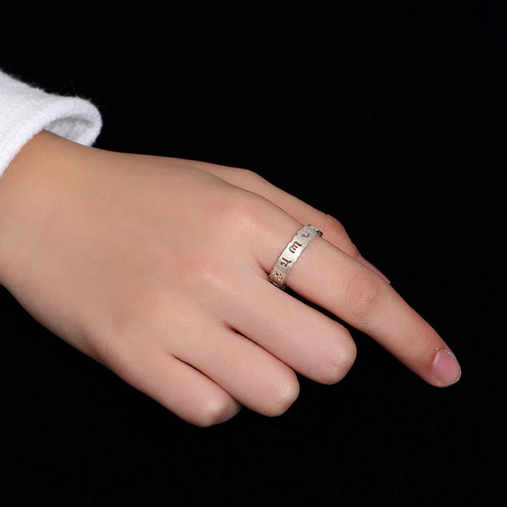 Buddha Stones Tybetańskie 925 Srebro Sterlingowe Om Mani Padme Hum Peace Hollow Ring - image 3