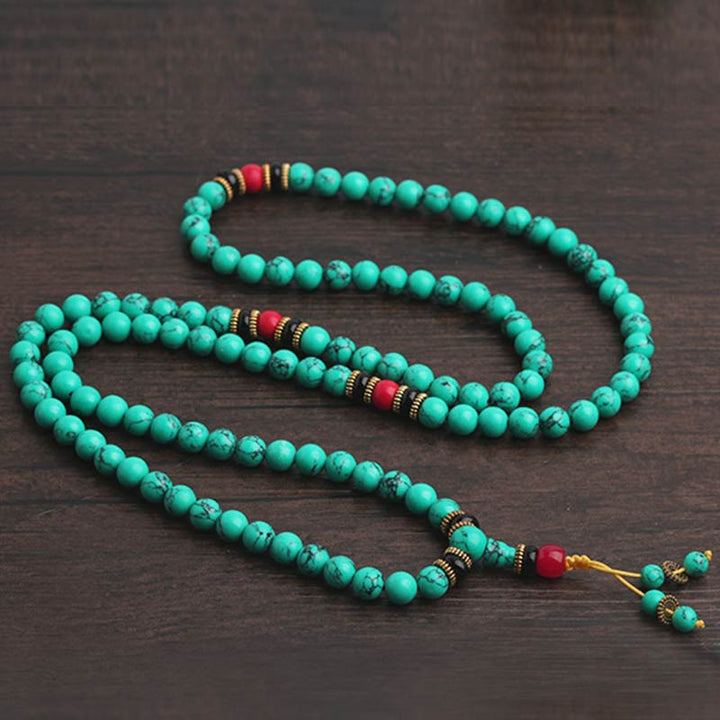 Bransoletka lecznicza Mala z Buddha Stones z tybetańskiego turkusu