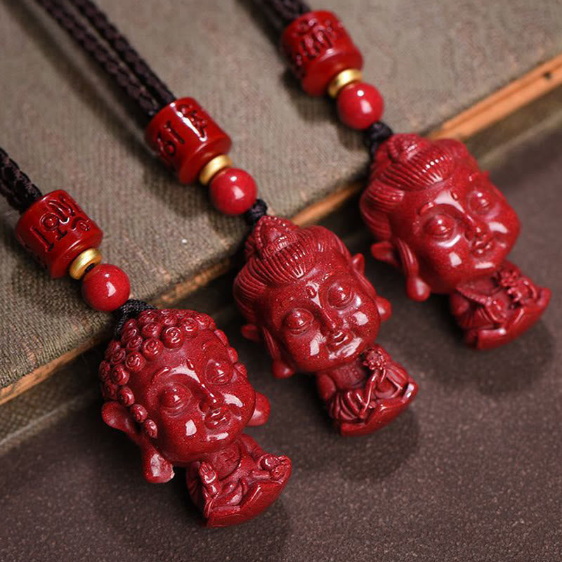 Buddha Stones Chiński Zodiak Natal Budda Naturalny Cynober Amulet Trzymający Z Daleka Złe Duchy Naszyjnik Wisiorek