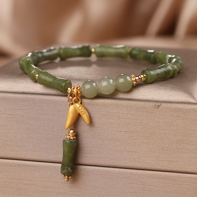 Bransoletka z motywem liści jadeitu i Buddha Stones, bogactwo i szczęście