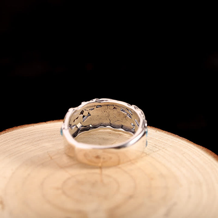 Pierścionek oświeceniowy Buddha Stones 925 Sterling Silver Lotus Koi Fish - image 3