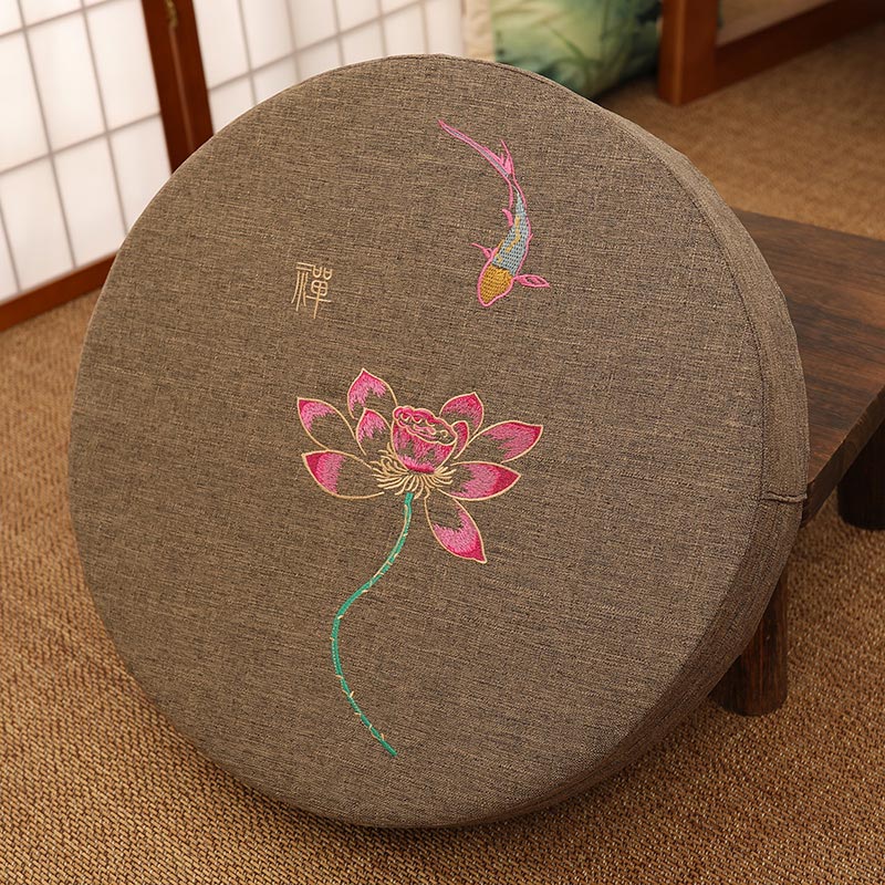Poduszka do siedzenia do medytacji z haftem z Buddha Stones z lotosu z bawełny i lnu
