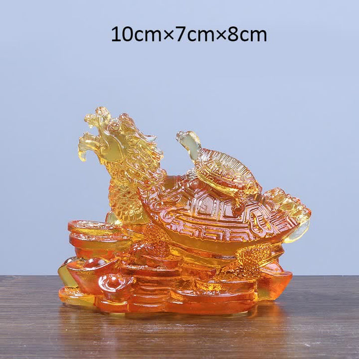 Buddha Stones Feng Shui Smok Żółw Monety Ręcznie Robione Kryształowe Szczęście Liuli Sztuka Dekoracja Domu Biuro