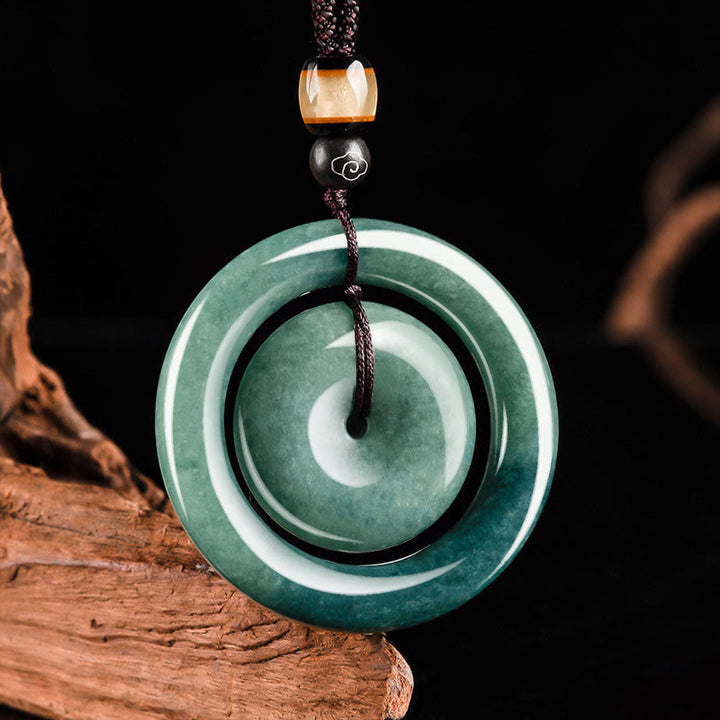 Buddha Stones Naturalne Okrągłe Jadeitowe Klamra Pokoju Szczęście Dobrobyt Naszyjnik Wisiorek