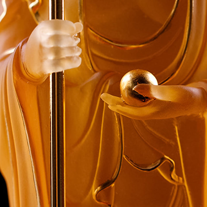 Buddha Stones ręcznie robione Ksitigarbha Bodhisattwa figurka Liuli kryształowe dzieło sztuki posąg spokoju dekoracja domu - image 10