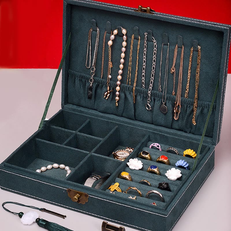 Buddha Stones Prosty Design Organizer na biżuterię Jednowarstwowy flanelowy organizer na biżuterię z zamkiem - image 5