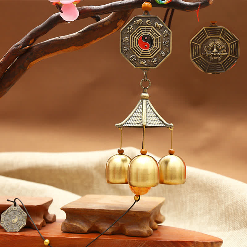 Feng Shui Miedziana Moneta Koi Ryba Bagua Kirin Dzwon Wiatrowy Dzwon Szczęścia Dekoracja Ścienna - Kolorowa Bagua - image 3